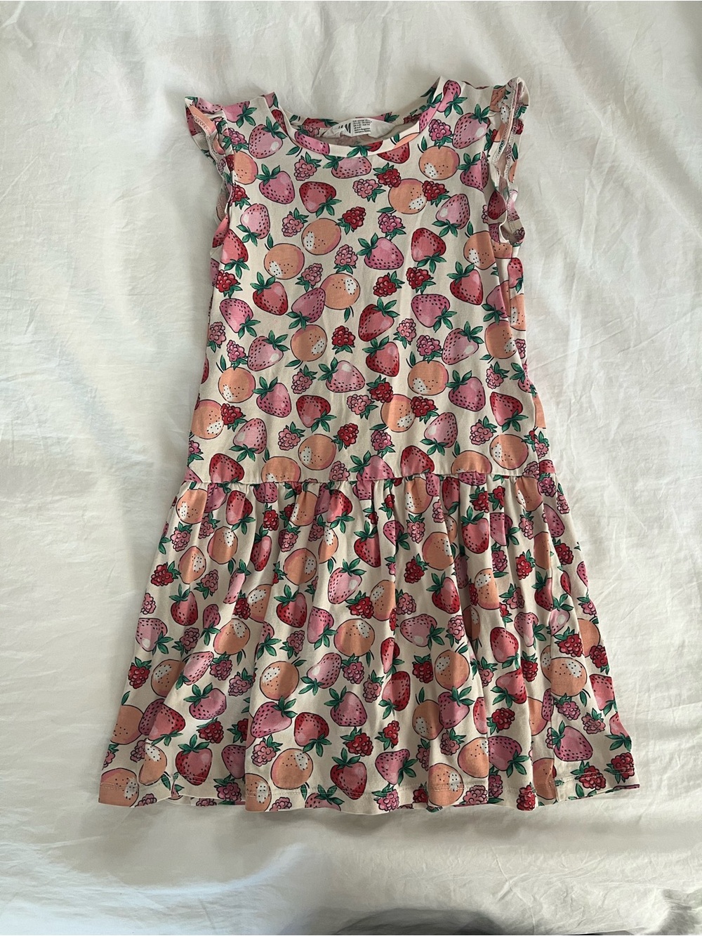 HM Girls' Pink Strawberry Print Cotton Dress, sz 6-7